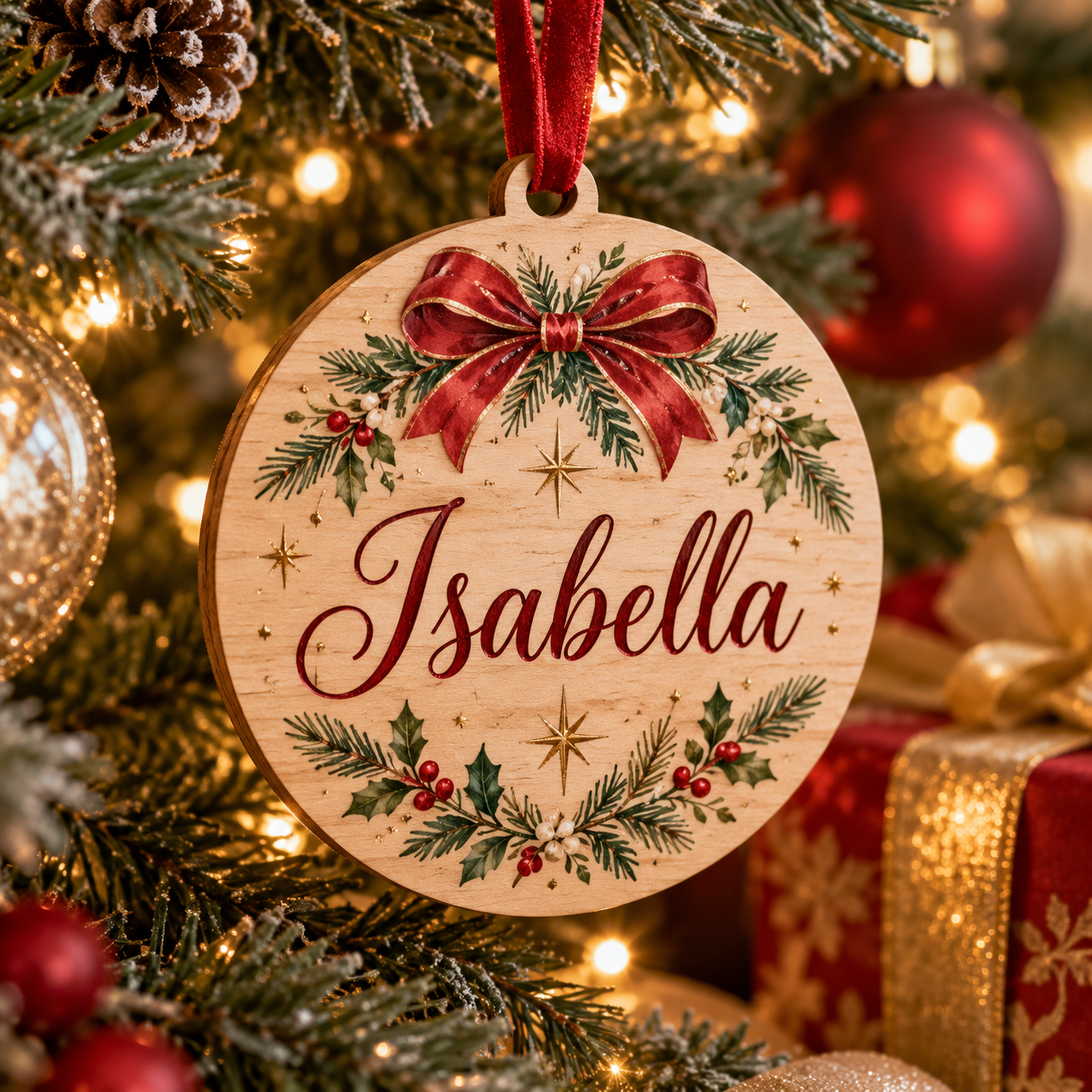 Personalized Wood Name Christmas Ornament — Photo 1