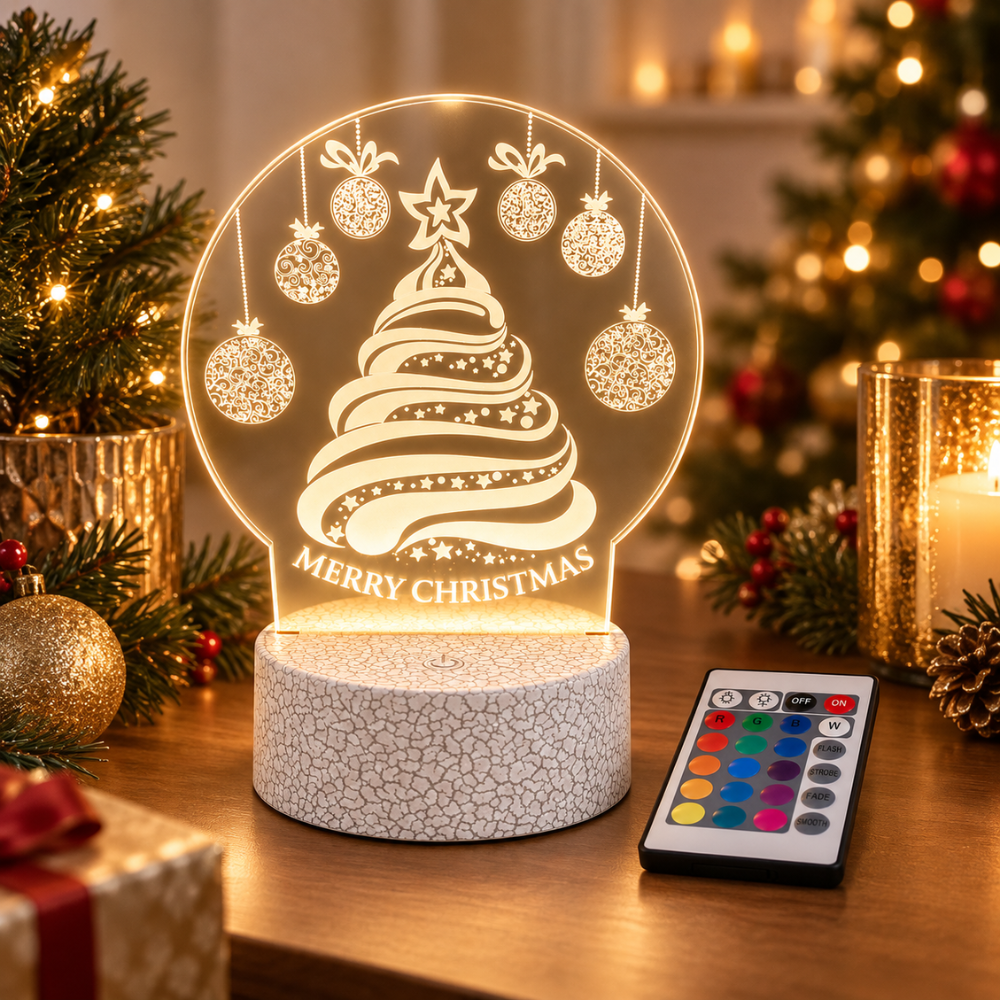 Merry Christmas Tree Acrylic LED Lamp — Photo 7