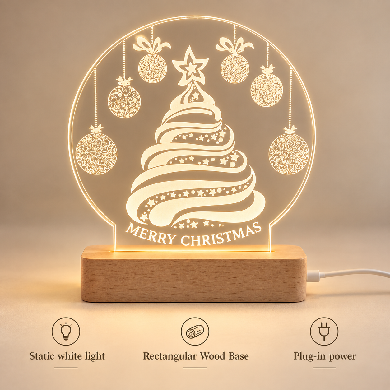 Merry Christmas Tree Acrylic LED Lamp — Photo 2