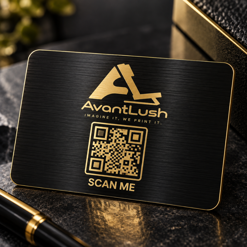 Black & Gold Brushed Metallic Business Cards — Photo 4