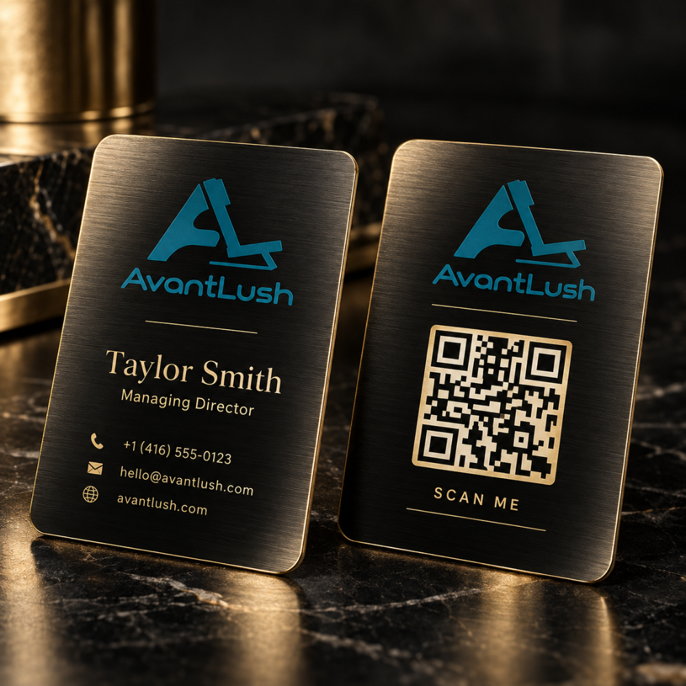 Black & Gold Brushed Metallic Business Cards — Photo 6