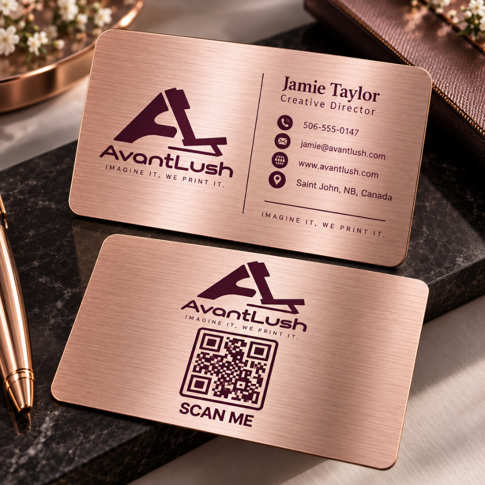 Rose Gold Brushed Metallic Business Cards — Photo 5