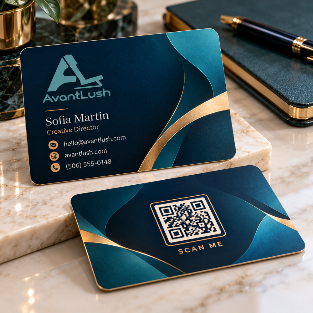 Glossy Deep Teal Business Cards — Photo 4