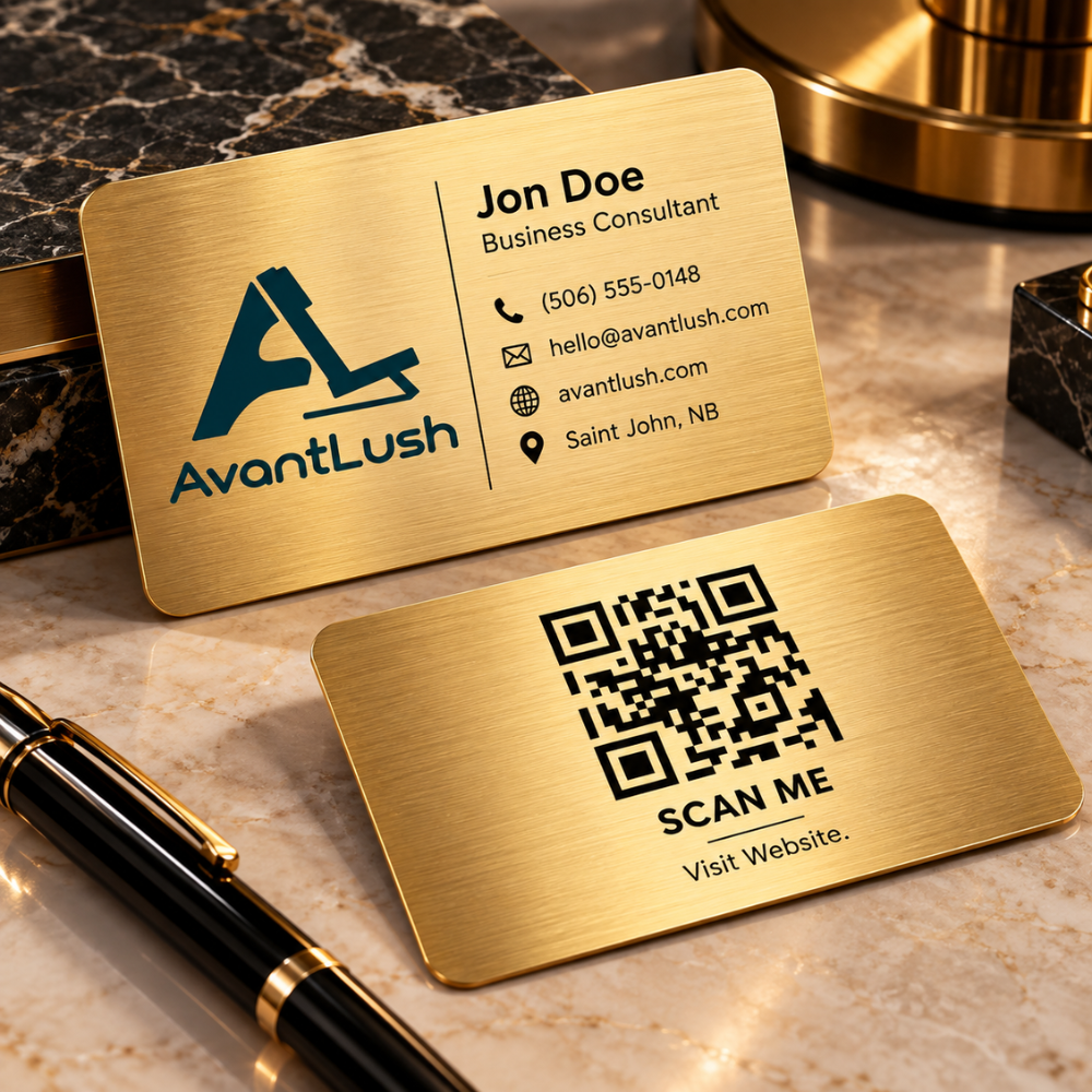 Gold Brushed Metallic QR Code Business Cards — Photo 5
