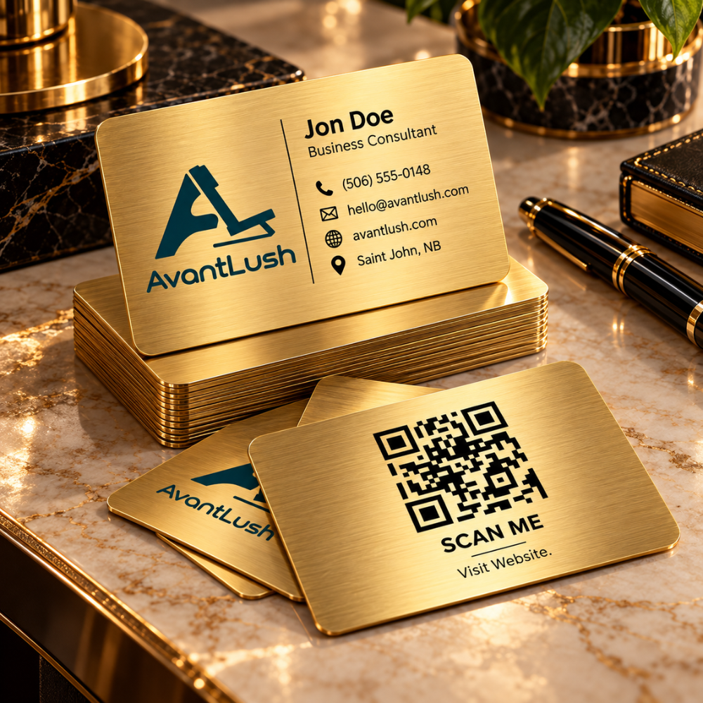 Gold Brushed Metallic QR Code Business Cards — Photo 2