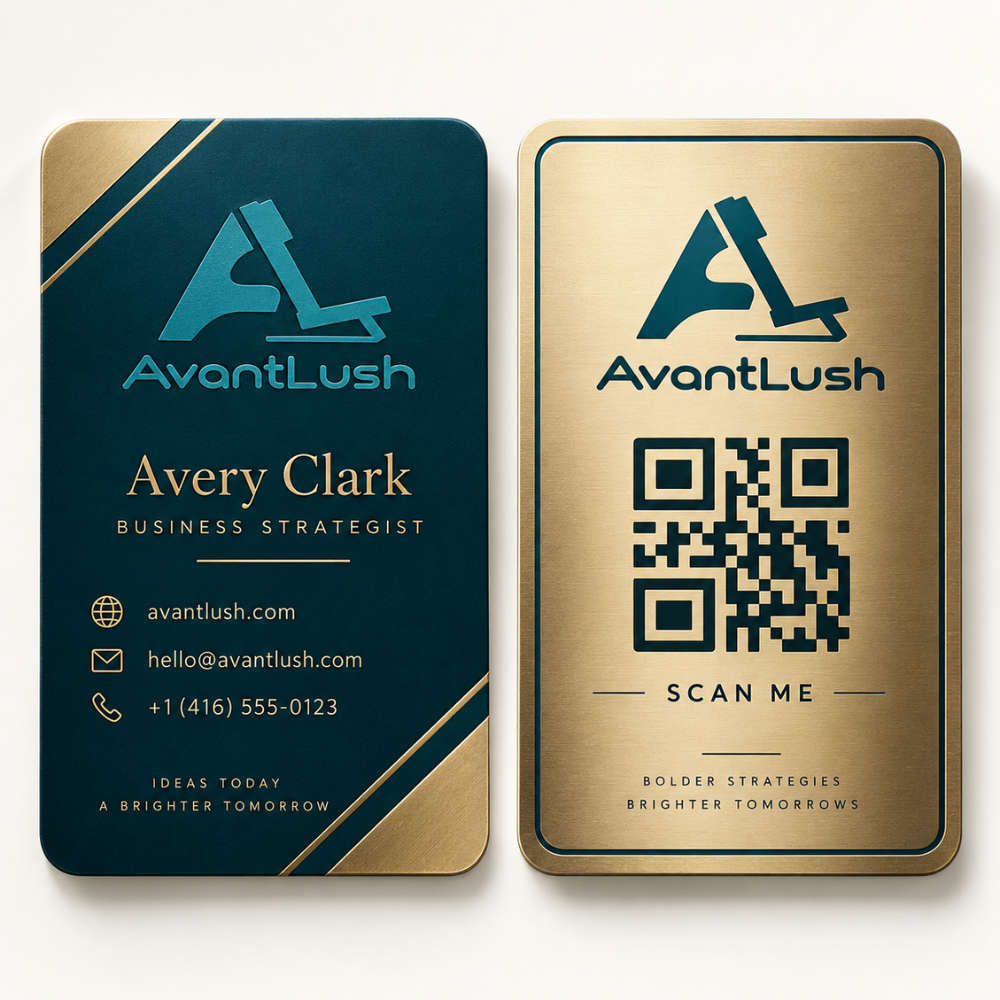 Gold & Teal Executive Premium QR Code Business Cards — Photo 2