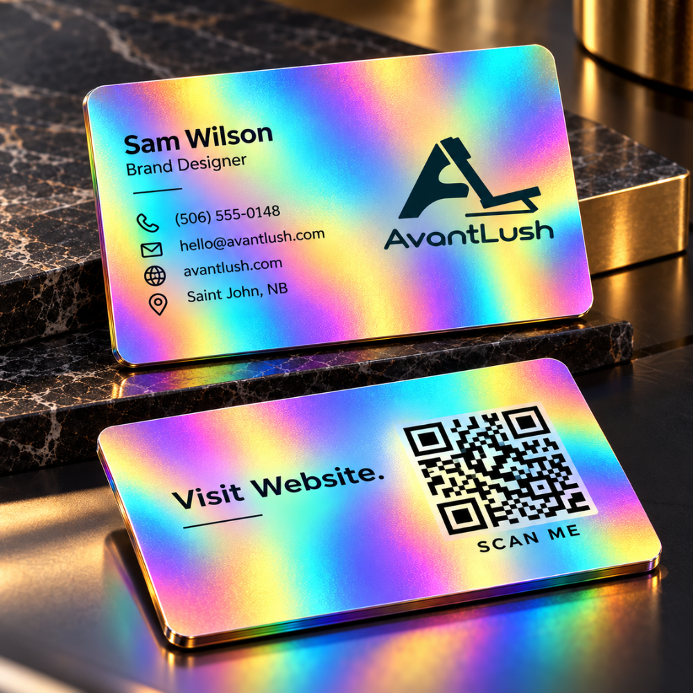 Rainbow Holographic QR Code Business Cards — Photo 5