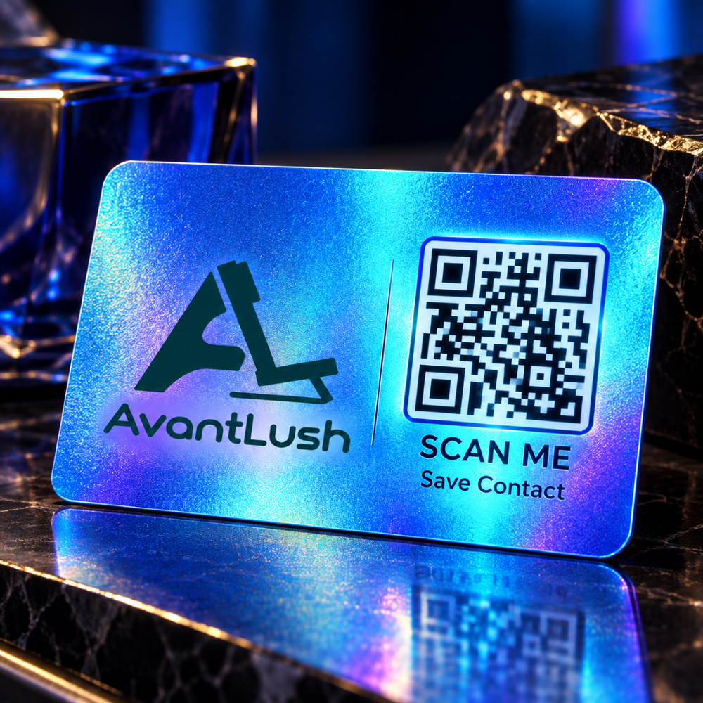Blue Holographic QR Code Business Cards — Photo 2