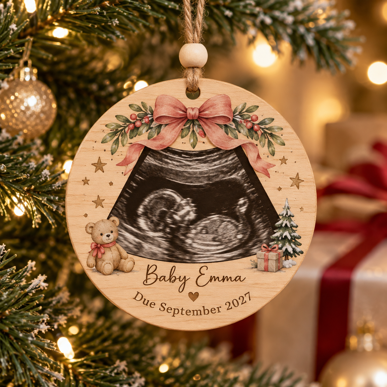 Personalized Ultrasound Baby Announcement Ornament — Photo 3