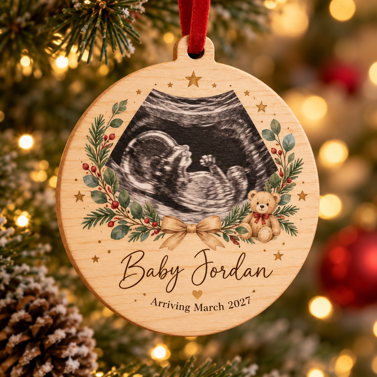 Personalized Ultrasound Baby Announcement Ornament — Photo 2