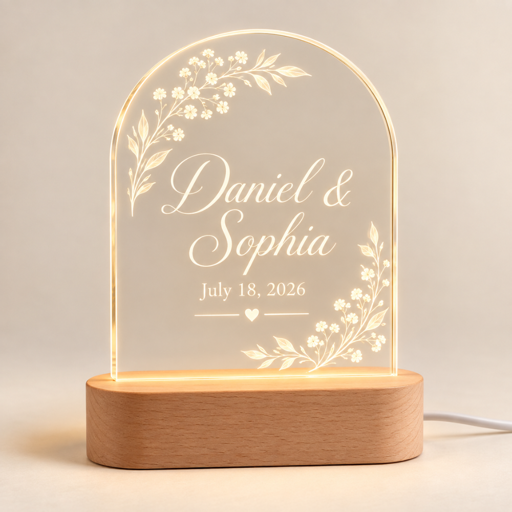 Personalized Wedding Names & Date LED Lamp — Photo 5
